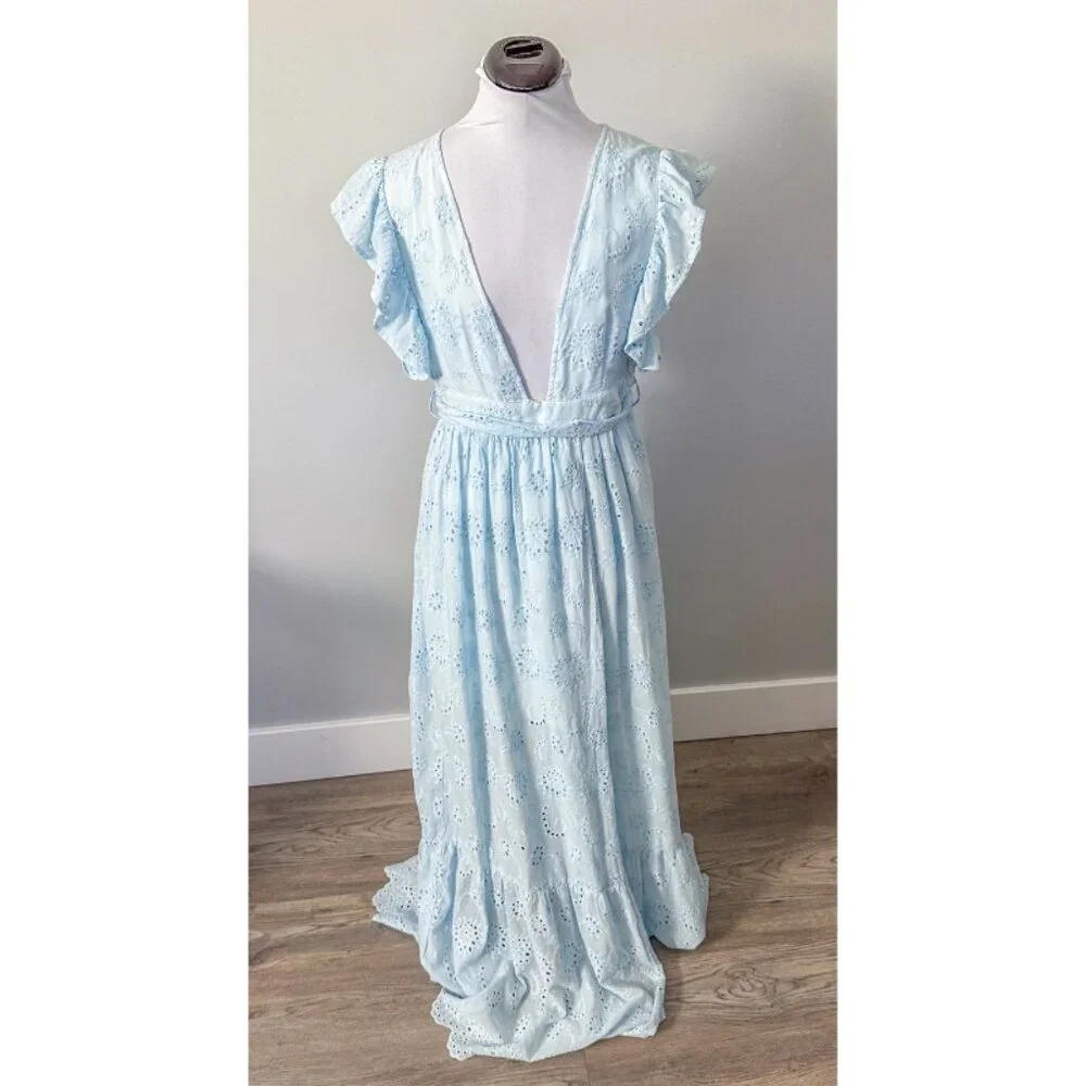 Malibu Bum Baby Blue Eyelet Maxi Dress - Picture 3 of 12